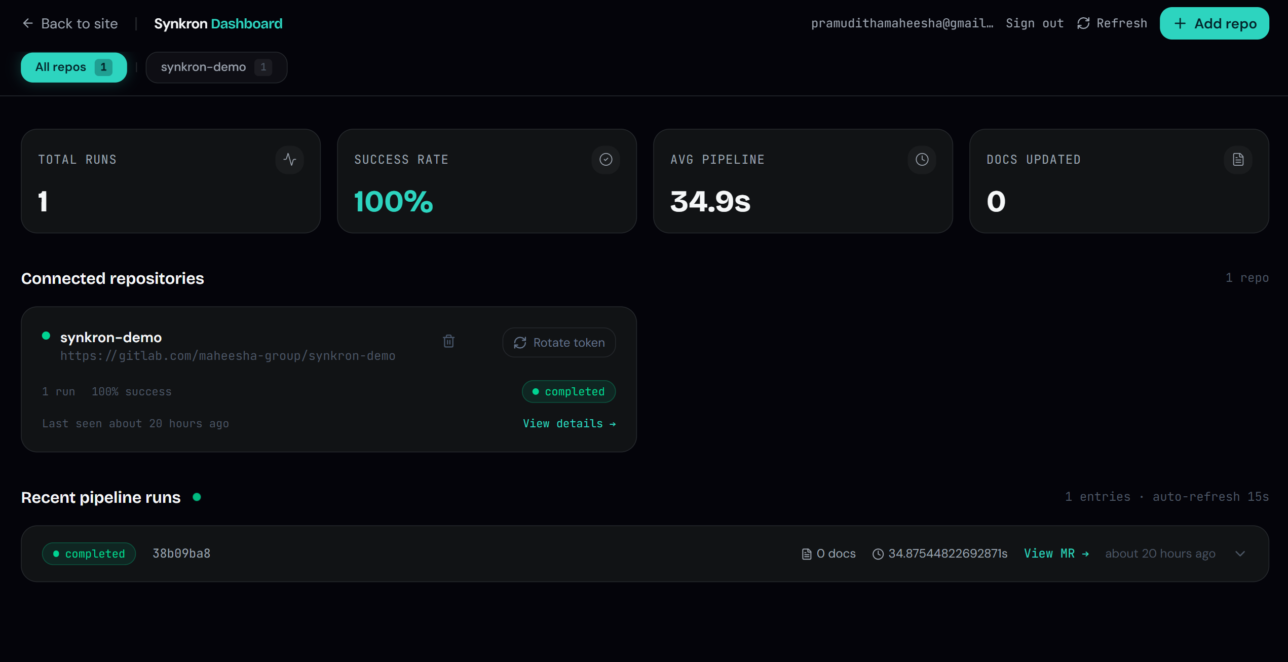 Synkron Dashboard